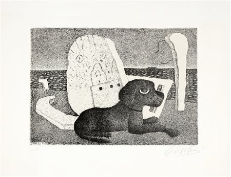 Giuseppe Viviani, Lotto composto di 2 incisioni. 1952-53. 1) Cani. 1953....