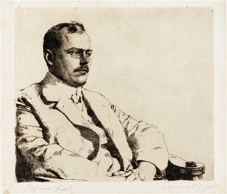 Erich Wolfsfeld, Autoritratto. Acquaforte su carta vergellata con filigrana....