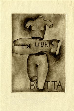 Peter Fingesten, Lotto composto di 2 ex libris. 1940-49. Una acquaforte e una...