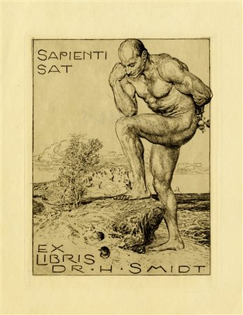 Autori vari, Lotto composto di 7 ex libris. 1910-12. 1) Greiner O., Sapienti...