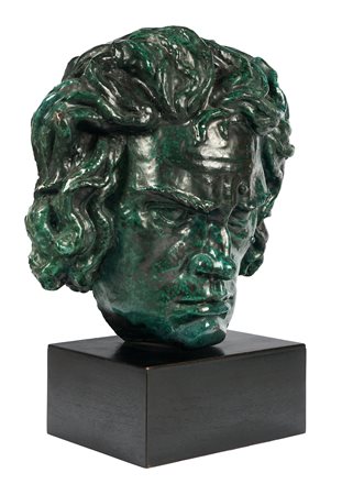 Anonimo del XX secolo, Beethoven. Ceramica su basamento di legno. cm...