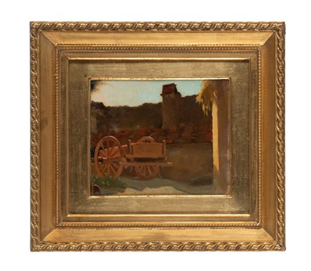 Vito (d') Ancona [attribuito a], Carro sull'aia/Studi di personaggi. Olio su...