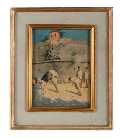 Mario Bedeschi, Esercitazioni militari alla Fortezza Da Basso. 1879. Olio su...