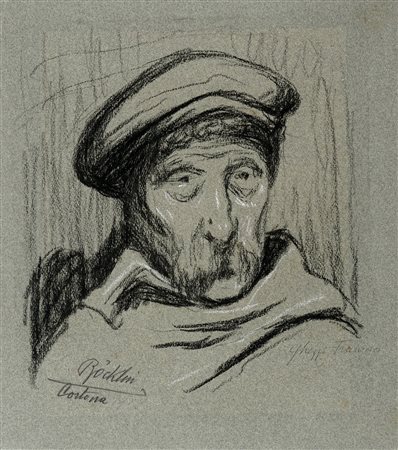 Carlo Böcklin [attribuito a], Ritratto maschile. Carboncino su carta spessa....