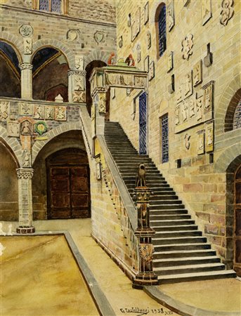 Giuseppe Castellucci, Scala del Bargello e il cortile di Palazzo Vecchio....