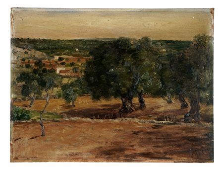 Vincenzo Ciardo, Paesaggio salentino. Olio su tavola. cm 30x40. Firmato in...
