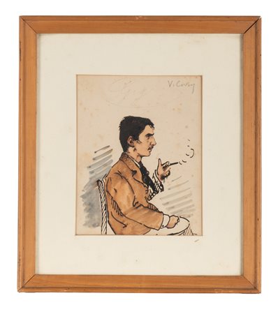 Vittorio Matteo Corcos, Gigi (Ulvi Liegi). Penna e inchiostro di china bruno...