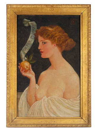 Walter Crane, Venere. 1909. Olio su tela. cm 74x46. Monogramma e data in alto...