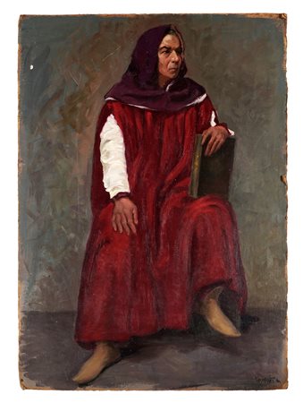 Federico Faruffini, Studio maschile. Olio su cartone. cm 70x50. Firma a...