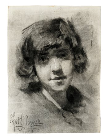Fritz Glarner, Volto di giovane ragazza. 1921. Acquerello su carta pesante....