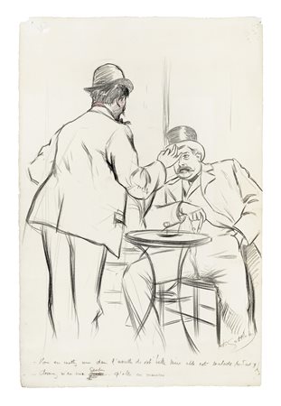 Fernand Louis Gottlob, Vignetta. Matita e pastelli colorati su carta. mm...