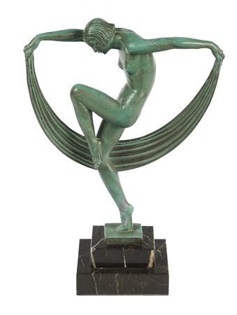 Max Le Verrier, Folie. Spelter (zinco-piombo). cm 28,5x20x9,5. Firmata...