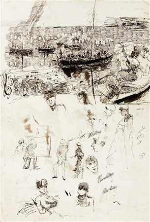 Luigi Levi (detto Ulvi Liegi), Vari disegni e schizzi su stesso bifolio....