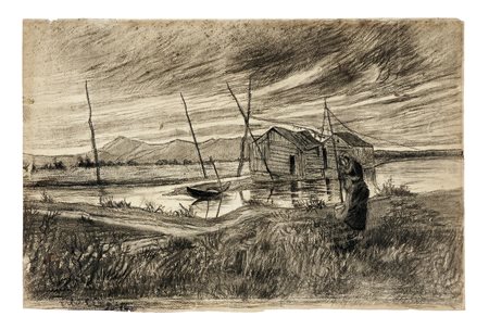 Luigi Levi (detto Ulvi Liegi), Maternità con barca e casolare. 1916....