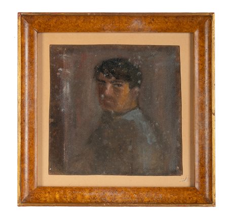 Mario Marcucci, Ritratto. Olio su masonite. cm 23x22,5. Firma poco visibile...