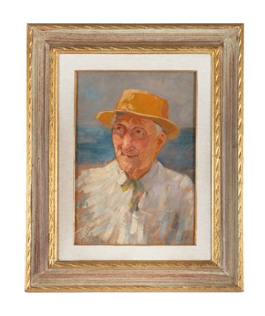 Carlo Passigli, Plinio Nomellini. Olio su cartone. cm 49x32,6. Firmato in...