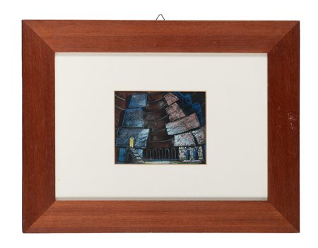 Enrico Prampolini, Il castello di Barbablu. Bozzetto di scena. 1951. Tempera...