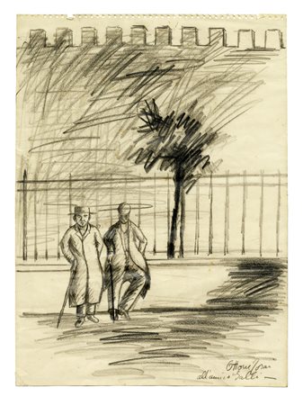 Ottone Rosai, Omini. 1929 ca. Matita su carta. mm 309x230. Firmata e dedicata...