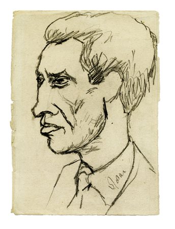 Ottone Rosai, Ritratto di uomo di profilo. 1944. Carboncino su carta...