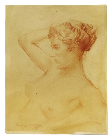 Carlo Stragliati, Nudo femminile. 1887. Sanguigna su carta greve. mm 310x245....