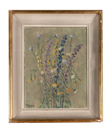 Fiorenzo Tomea, Vaso di fiori. 1951. Olio su tela. cm 41x30. Firma in basso a...
