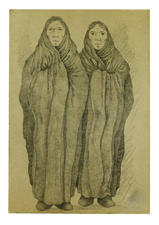 José Jesús Francisco Zúniga Chavarrà [attribuito a], Due donne. Matita su...