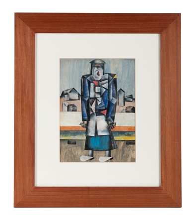 Scuola di Malevic, Figura cubo-futurista. Anni '20 del XX secolo. Tecnica...