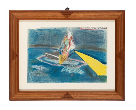 Filippo Aprosio, Composizione dinamica. 1918 ca. Pastelli colorati,...