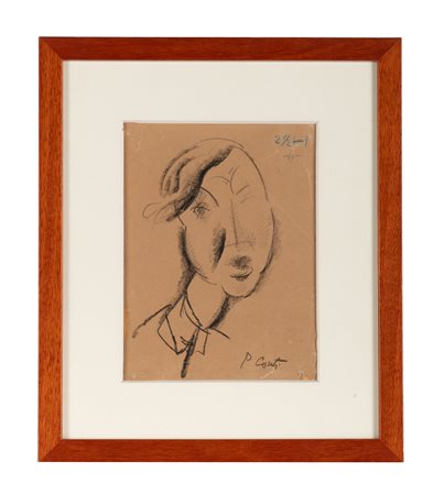 Primo Conti, Volto. Anni '30 del XX secolo. Carboncino su carta. mm 205x150...