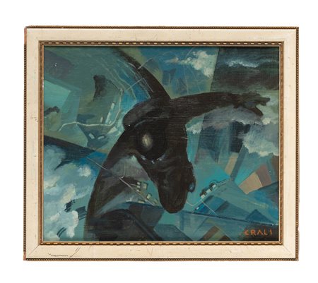 Tullio Crali, Studio per Prima che si apra il paracadute. Ante 1939. Olio su...