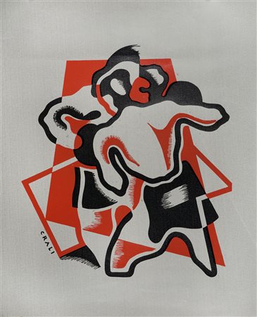 Tullio Crali, Pugile. Serigrafia su carta. mm 550x500. Foglio: mm 770x630....