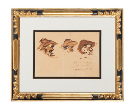 Filippo De Pisis, Composizione con volti. 1930. Acquerello e inchiostro bruno...