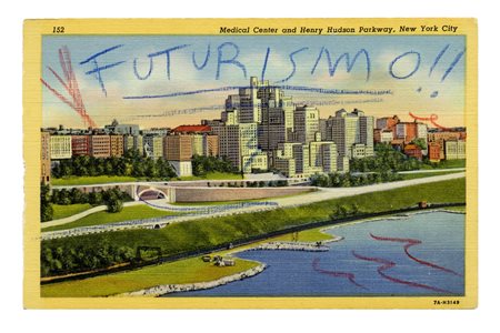 Fortunato Depero, Futurismo!! 1928 ca. Intervento a pastello blu e pastello...