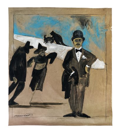 Nerino Nannetti (Neri), I passatisti. Acquerello e carboncino su carta...