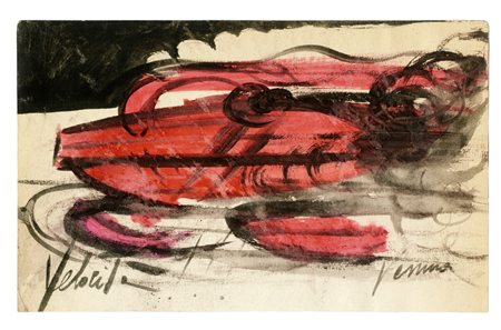 Lucio Venna Landsmann, Velocità!!! Acquerelli su carta. mm 125x200. Firma in...