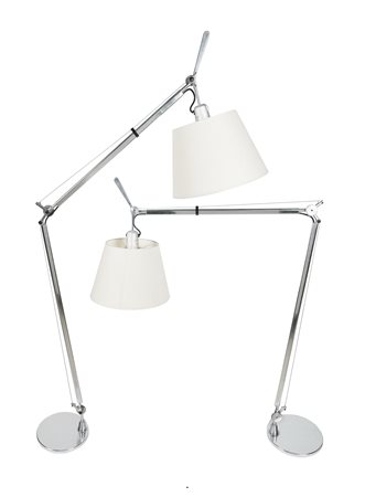 Michele De Lucchi, Coppia di lampade da terra Tolomeo. 1987. Base, cavi e...