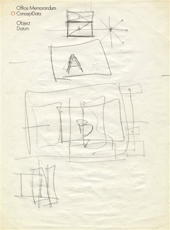 Vincenzo Agnetti, Lotto composto di 1 disegno, 1 foglio di annotazioni...