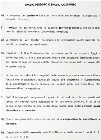 Vincenzo Agnetti, Spazio perduto e spazio costruito. 1971. Cartella completa...