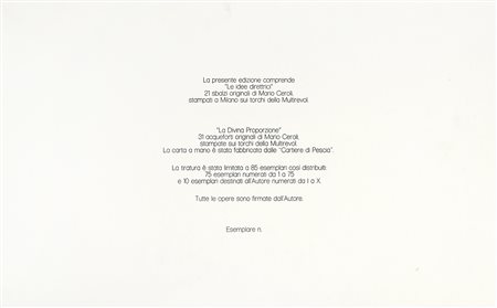 Mario Ceroli, Le idee direttrici-La Divina Proporzione. 1972. Cartella in...