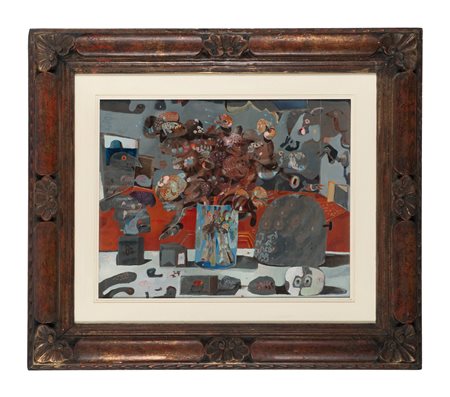 Antonio Possenti, Fiori all'Elba. 1971 ca. Olio su tavola. cm 40x50. Firma e...