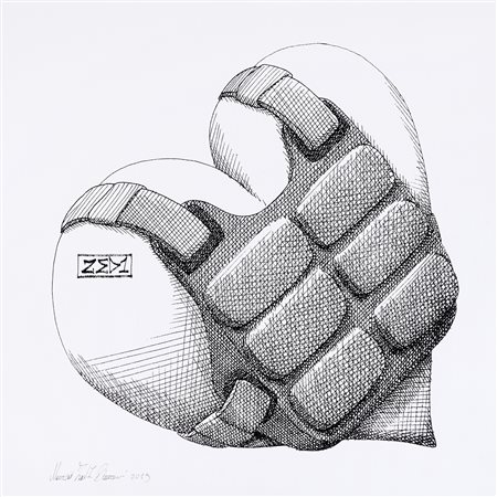 Zed1, Quel cuore da proteggere. Quel cervello da evitare. 2019. Serigrafie....