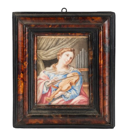 Anonimo della seconda metà del XVII secolo, Santa Cecilia. Tempera a colori...
