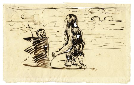 Anonimo del XVIII secolo, La Maddalena penitente davanti al crocefisso....