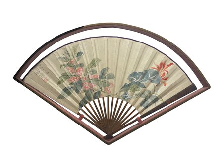Cina, prima metà del XX secolo, Coppia di ventagli con decorazioni floreali....