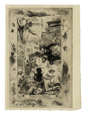 Lotto composto di 2 incisioni. 1890-94. 1) Robida A., The nightmare of a...