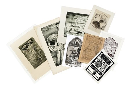 Autori vari, Lotto composto di 38 ex libris. Raccolta di acqueforti,...