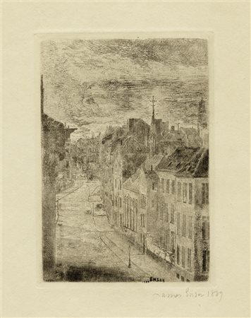 James Ensor, Boulevard Van Iseghem à Ostende. 1889. Acquaforte e puntasecca...