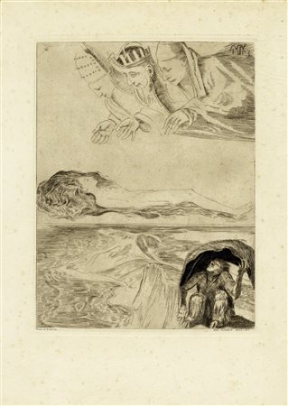 Max Klinger, Vorspiel. 1913. Acquaforte. mm 218x168. Foglio: mm 355x245....