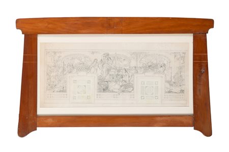 Anonimo del XX secolo, Progetto per decorazione parietale. Matita e collage...