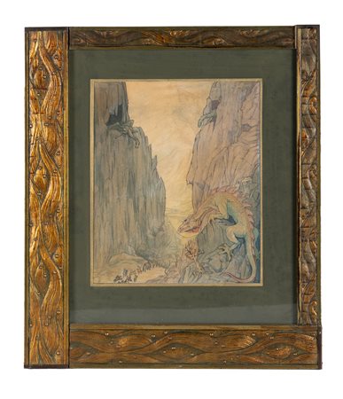 Anonimo della prima metà del XX secolo, Scena con draghi. 1928 ca....